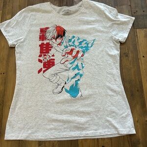 Pre-owned Hot Topic Funimation My Hero Academia Todoroki Tee In Grey. Women’s XL